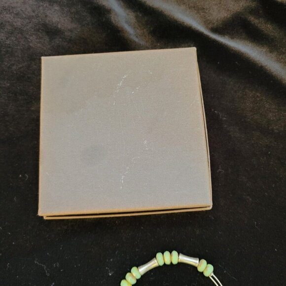 Alex and Ani Bracelet Green Beaded Bangle Set Silver Tone Missing Dragonfly - Picture 10 of 13